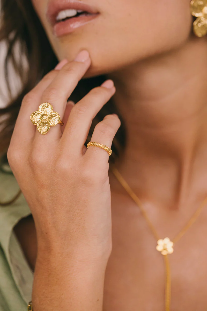 Big Flower Ring Gold Plated - Image 5