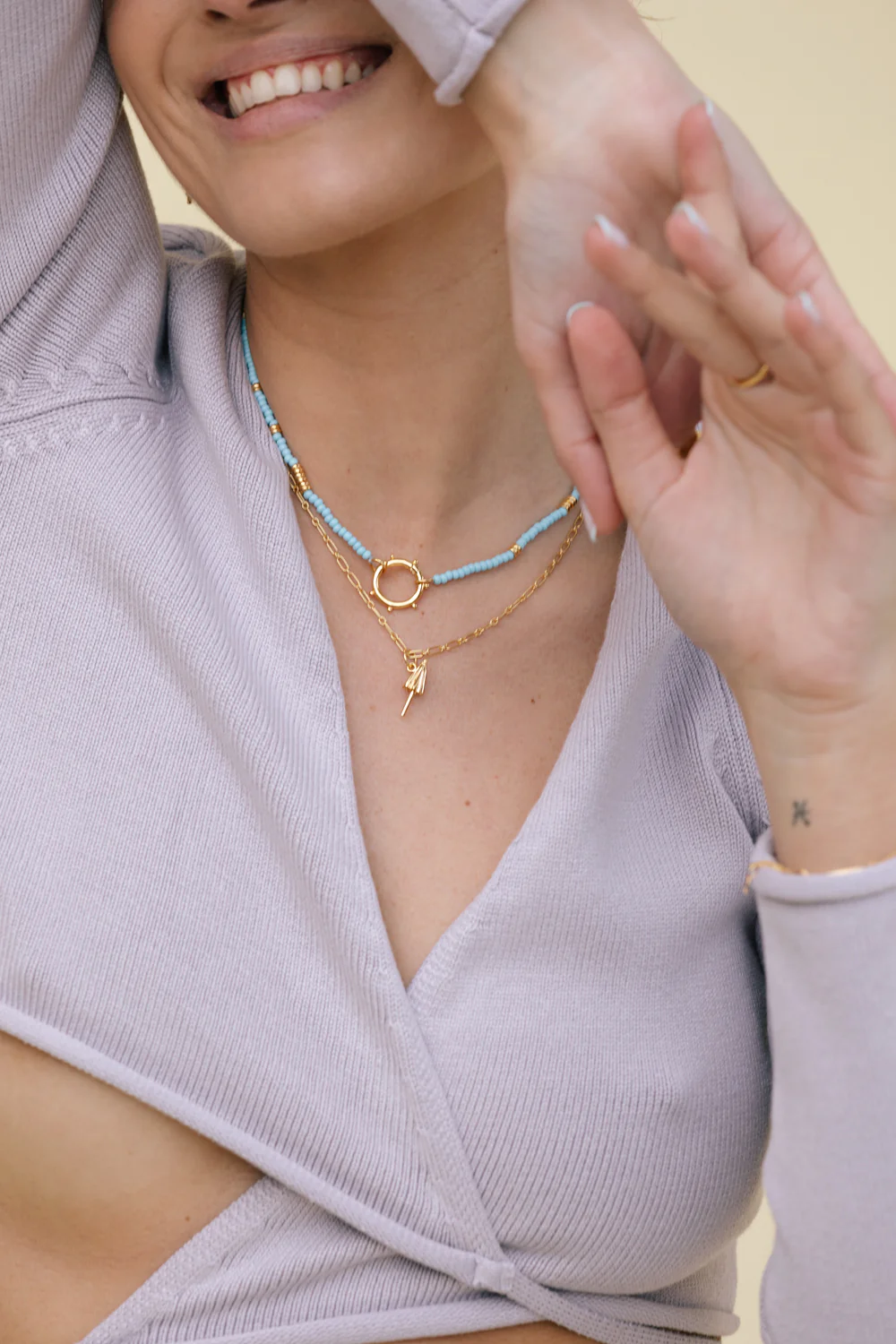 Blue clasp necklace gold plated - Image 2