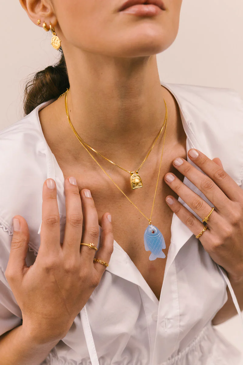 Blue Fish Necklace Gold Plated - Image 4