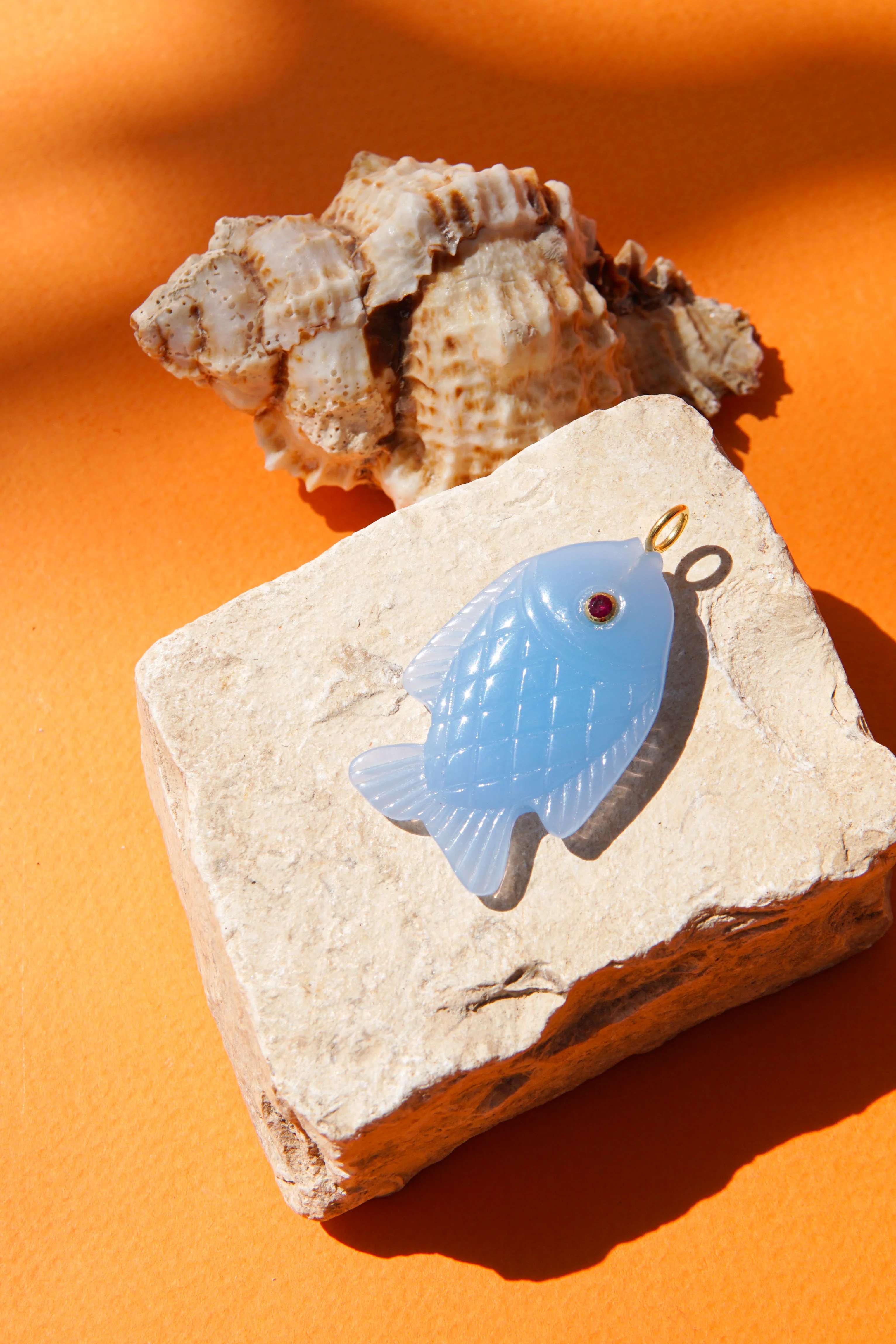 Blue Fish Necklace Gold Plated - Image 5