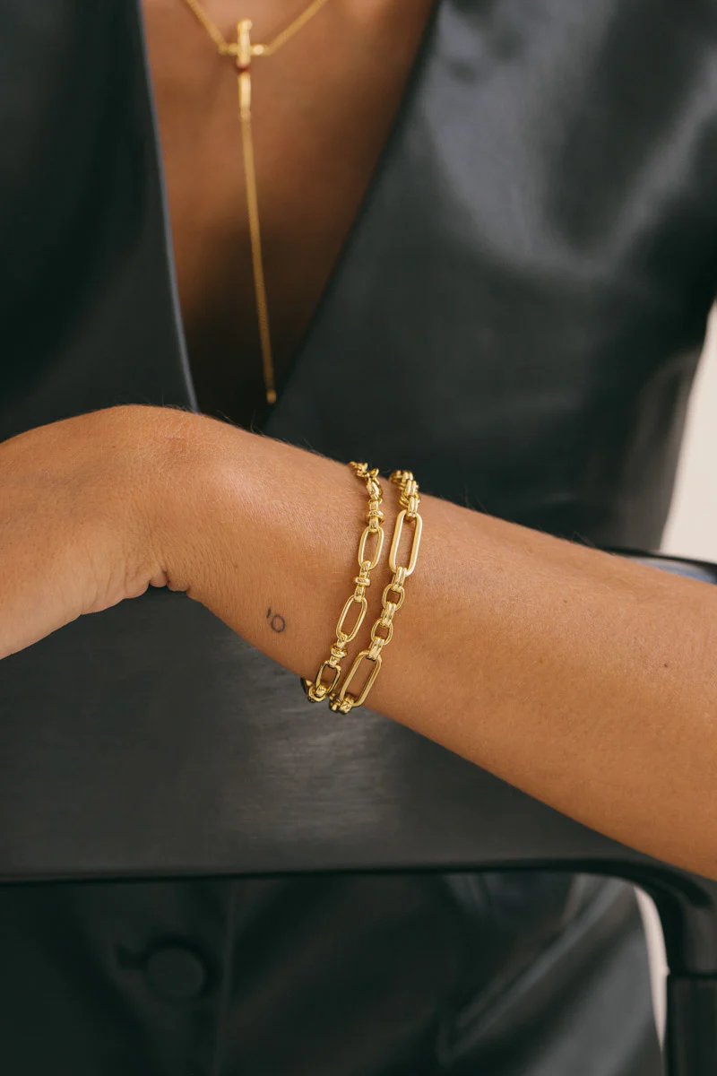 Bold link chain bracelet gold plated - Image 4