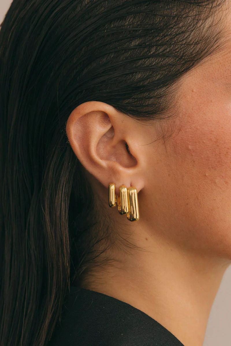 Classic Ovate Hoops Gold Plated (14mm) - Image 4