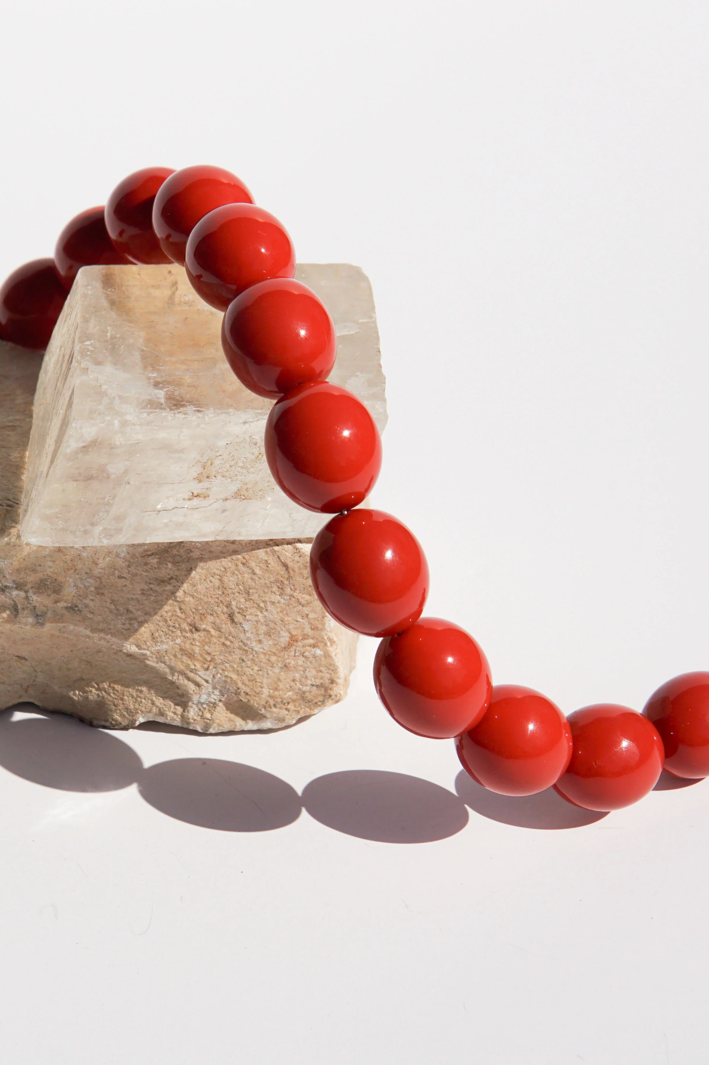 Coral Sunset Beaded Necklace Silver - Image 4