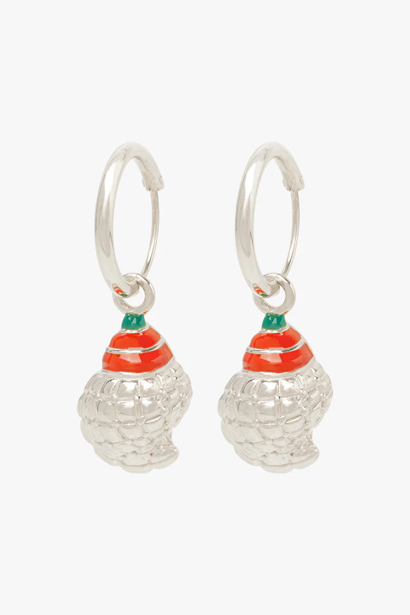 Crown Shell Hoop Earring Silver - Image 6