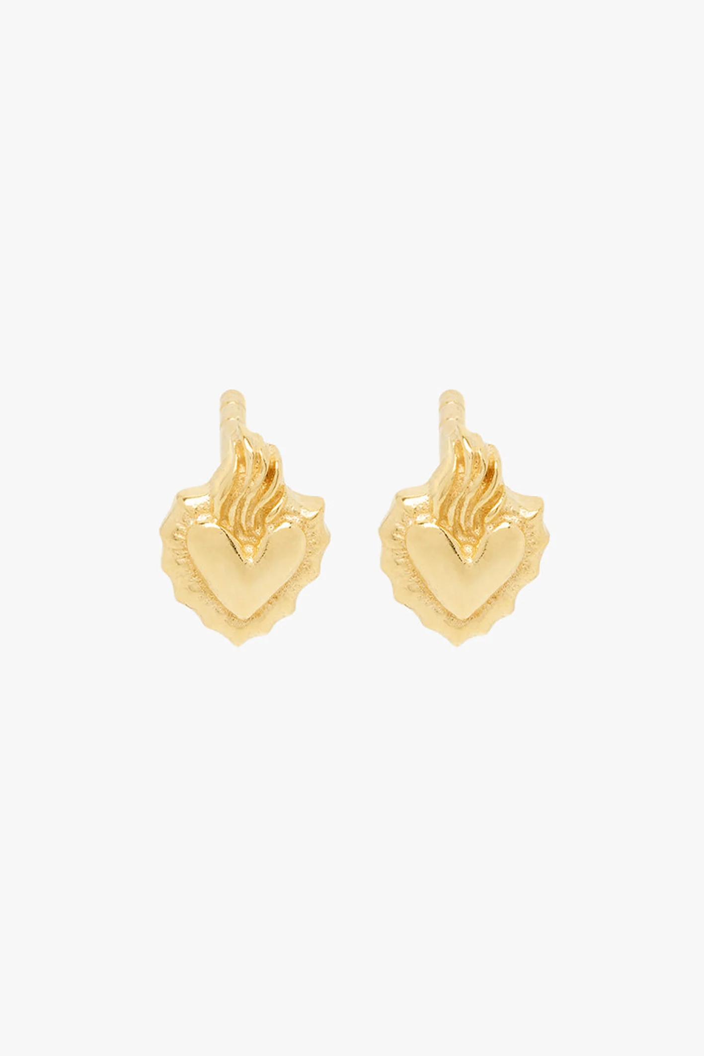 Flaming heart stud earring gold plated - Image 5