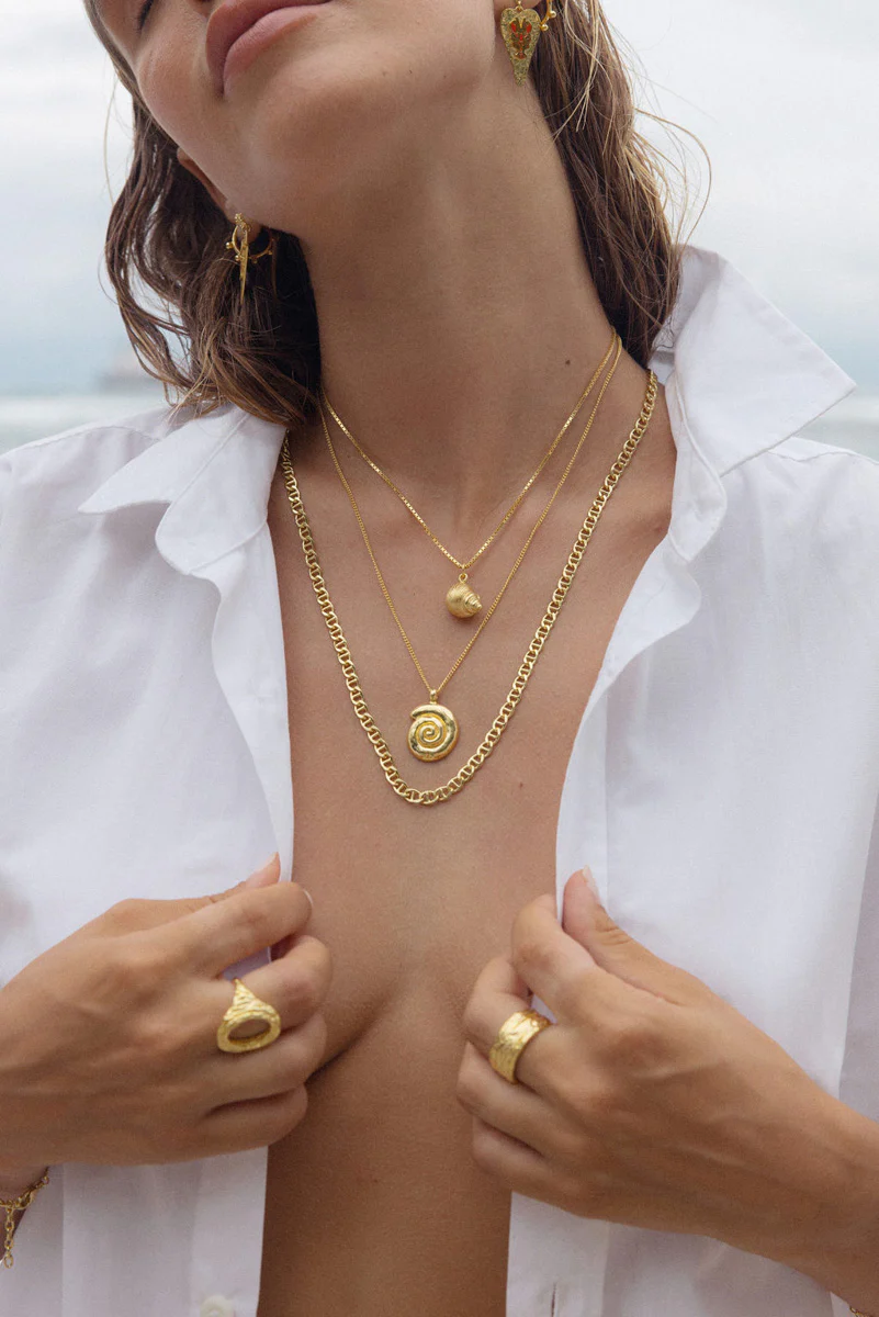 Long Mariner Chain Necklace Gold Plated (60cm) - Image 4