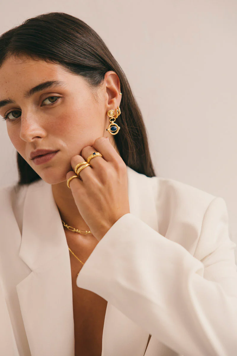Lunar Blue Stud Gold Plated - Image 4