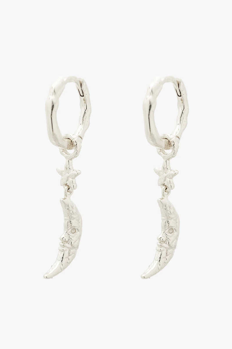 Moon & Star Earring Silver - Image 3