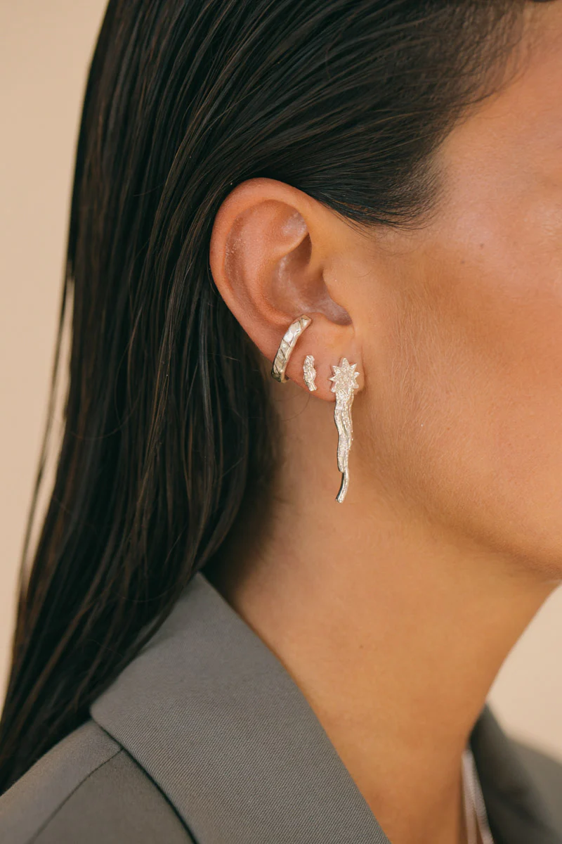 Organic chunky ear jacket silver - Image 3