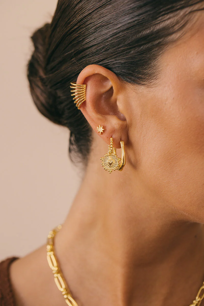 Organic oval hoop gold plated (25mm) - Image 5