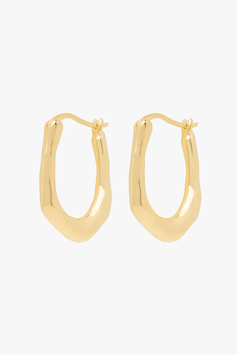 Organic oval hoop gold plated (25mm) - Image 6