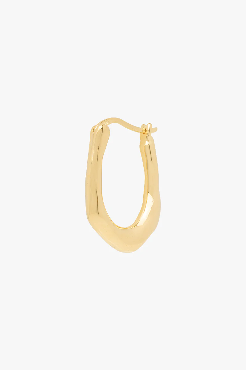Organic oval hoop gold plated (25mm) - Image 8