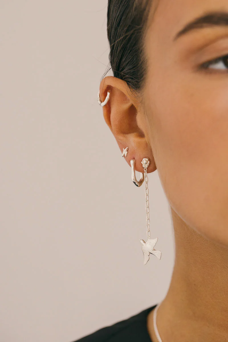 Organic oval hoop silver (20mm) - Image 6