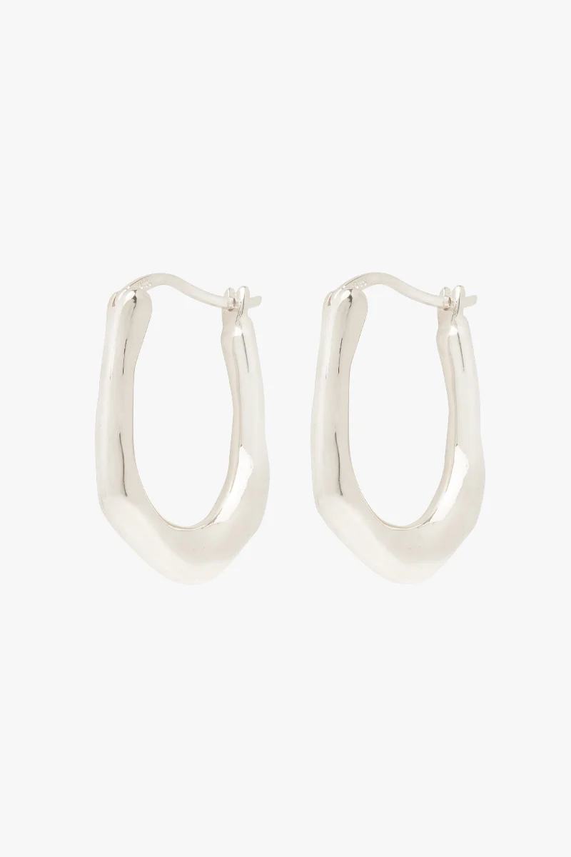 Organic oval hoop silver (25mm) - Image 4