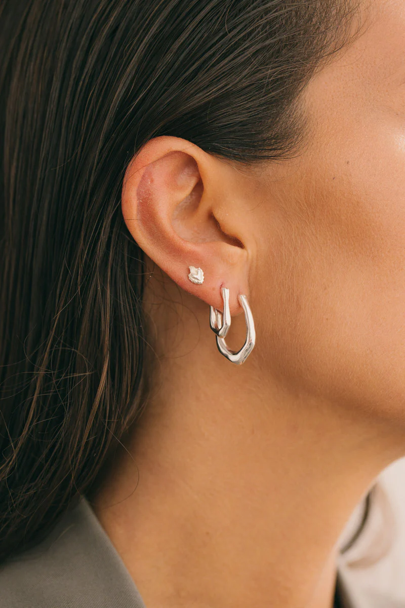 Organic oval hoop silver (25mm) - Image 5