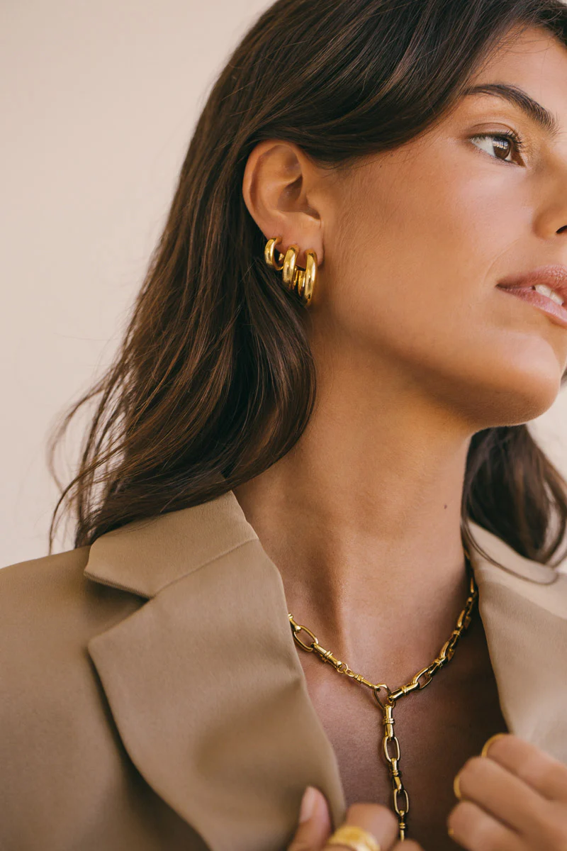 Statement chunky hoop gold plated (15mm) - Image 5