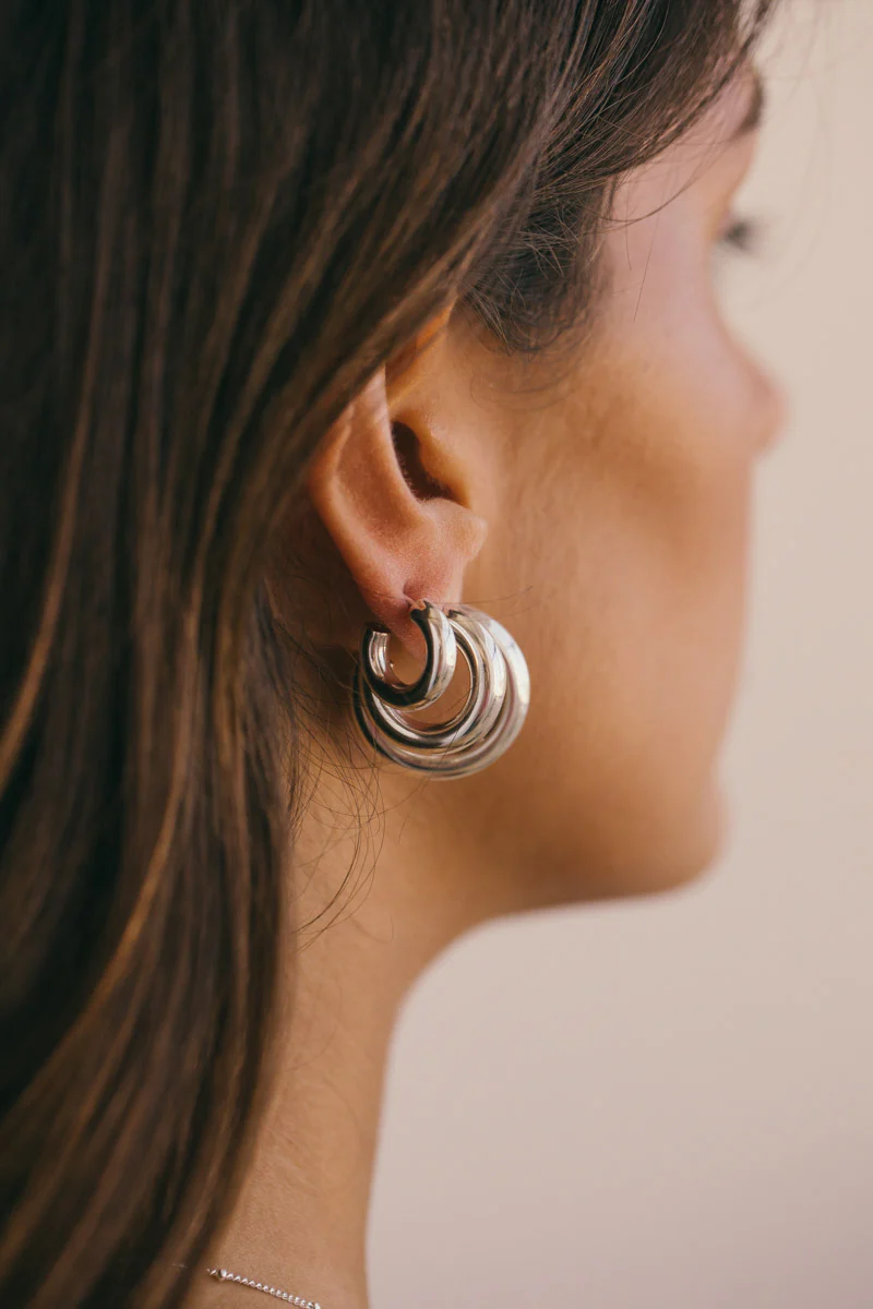 Statement chunky hoop silver (25mm) - Image 6