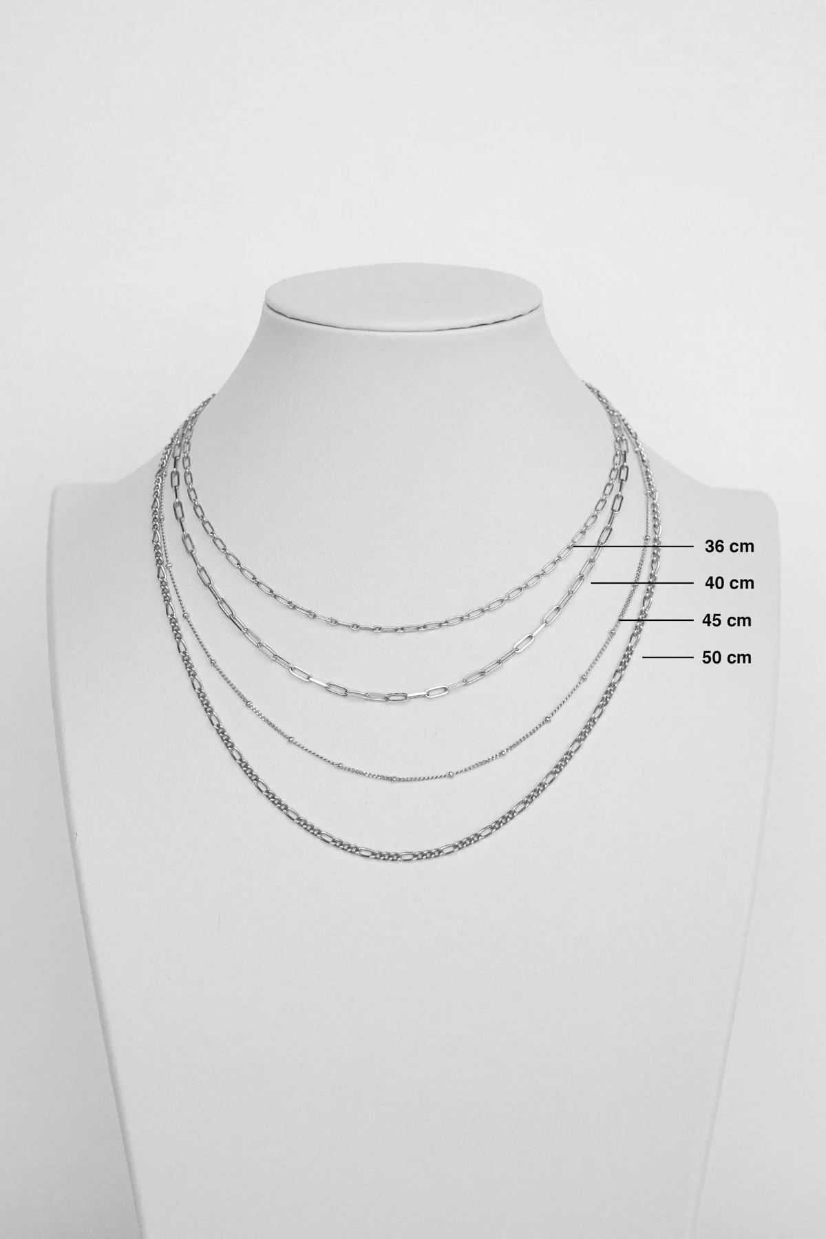 Stud chain necklace silver (45cm & 55cm) - Image 4