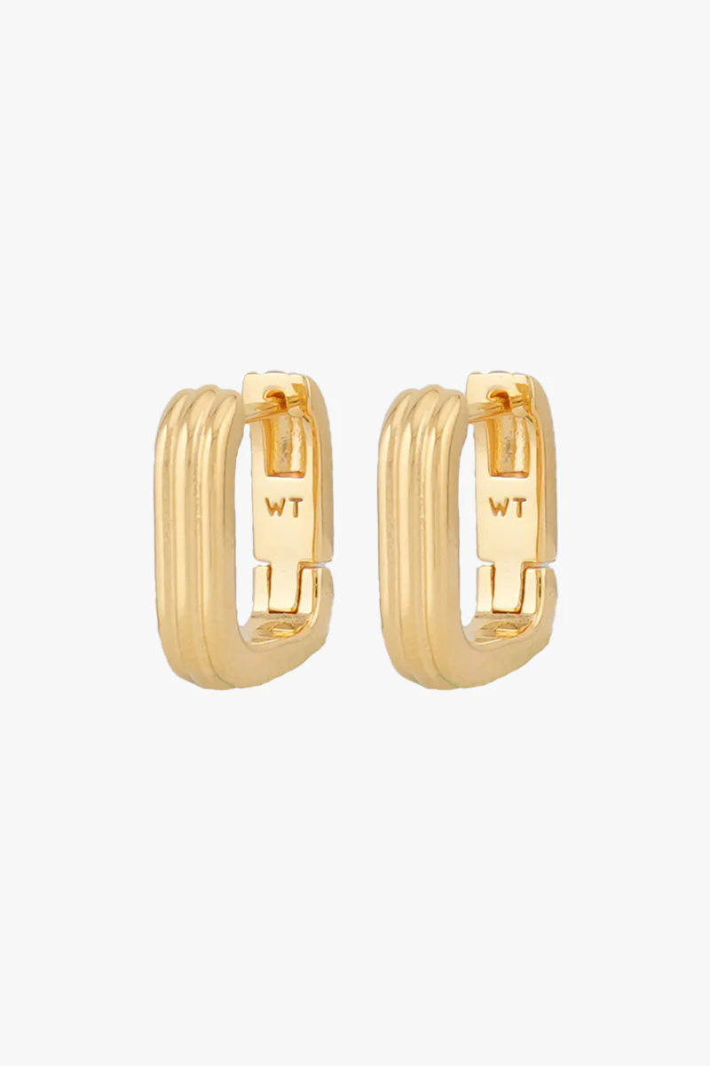Textured Ovate Hoops Gold Plated (14mm) - Image 7