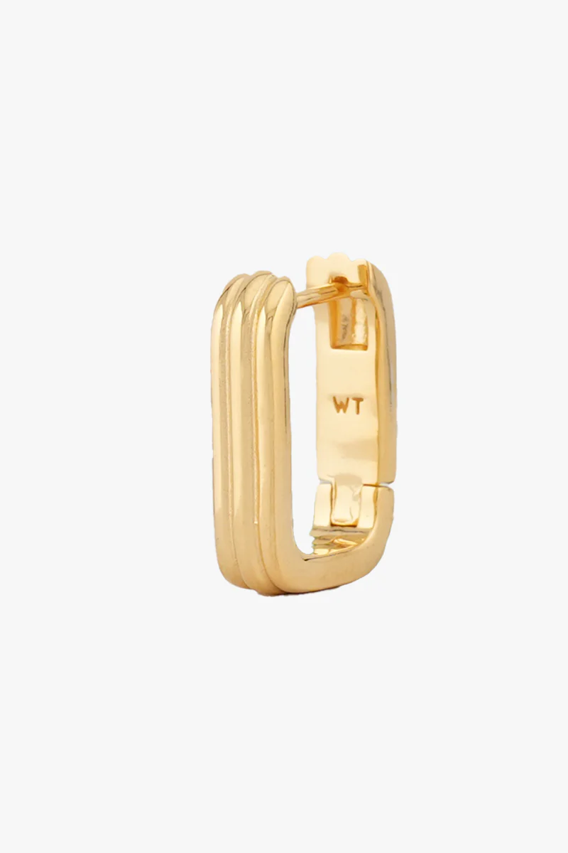 Textured Ovate Hoops Gold Plated (17mm)