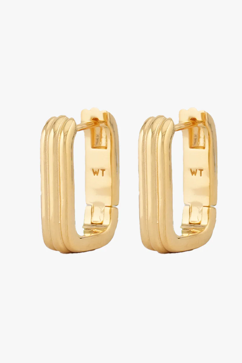 Textured Ovate Hoops Gold Plated (17mm) - Image 7