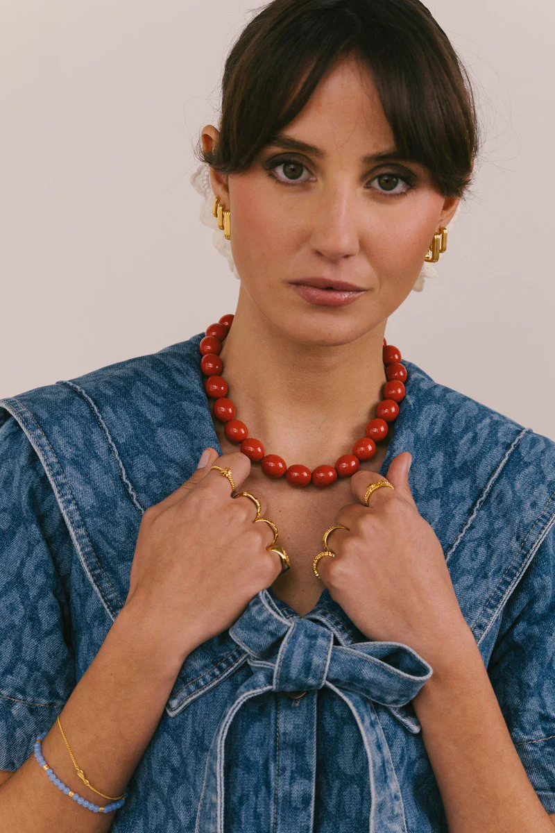 Textured Ovate Hoops Gold Plated (17mm) - Image 3