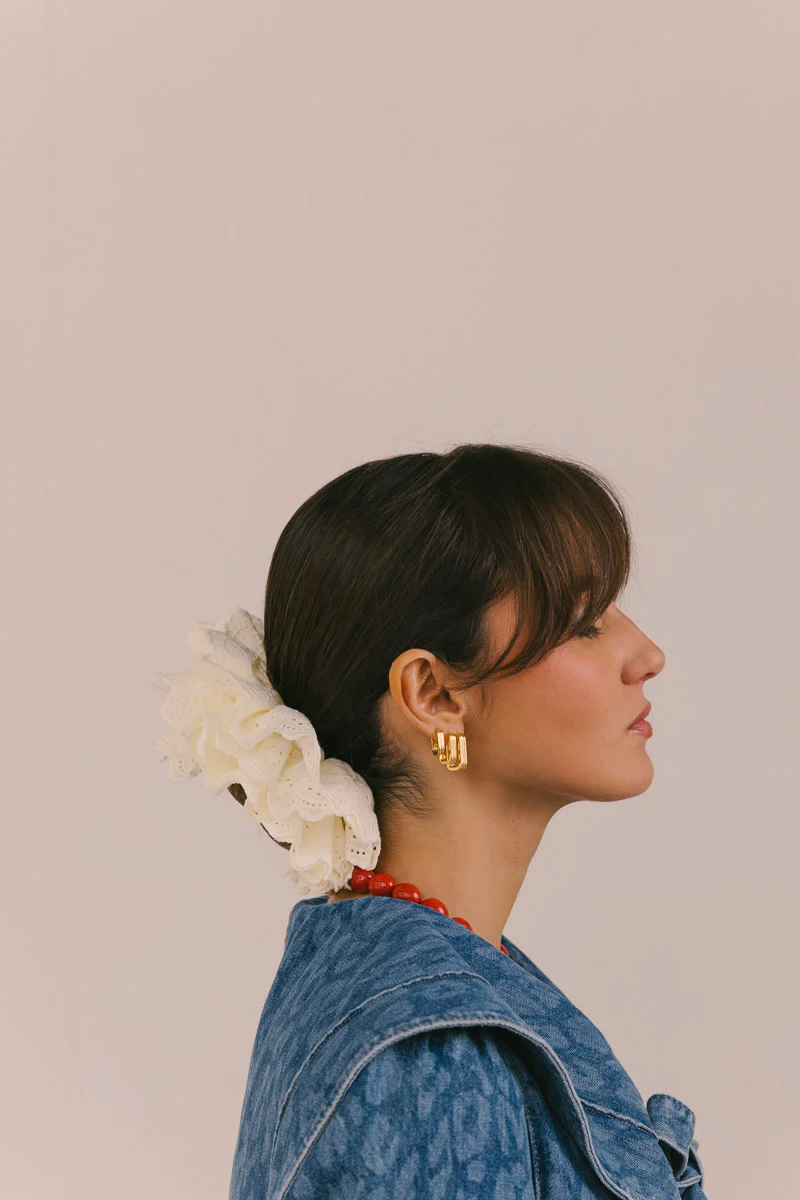 Textured Ovate Hoops Gold Plated (17mm) - Image 6