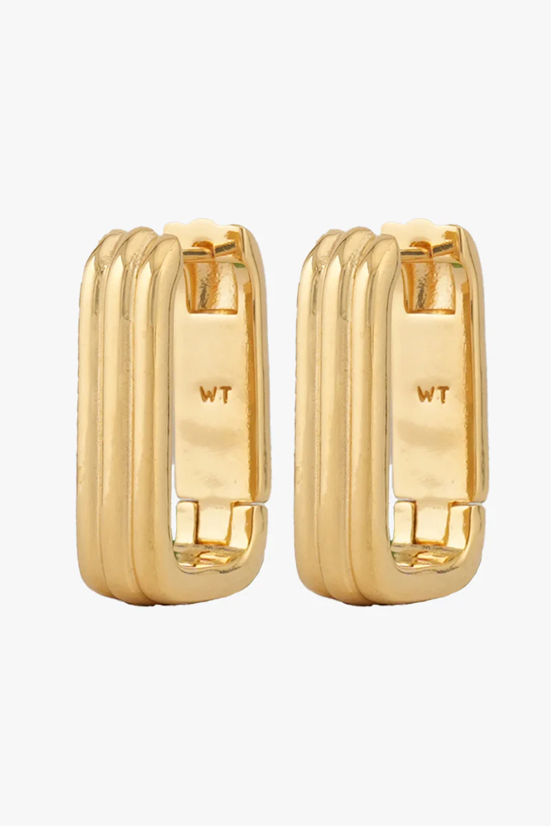 Textured Ovate Hoops Gold Plated (20mm) - Image 7