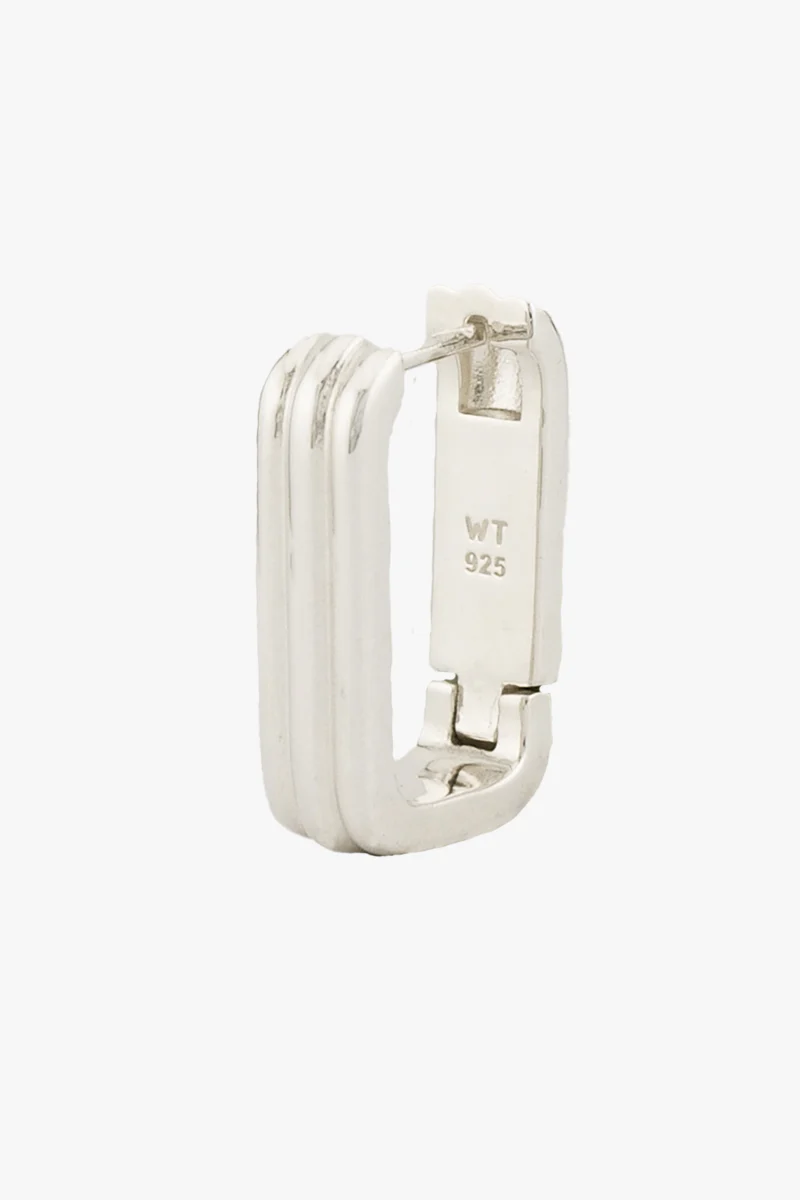 Textured Ovate Hoops Silver (20mm)