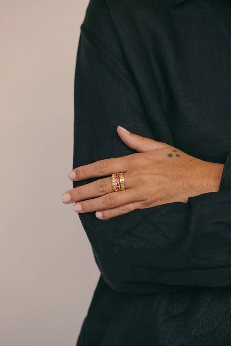 Vintage fuchsia ring gold plated - Image 4
