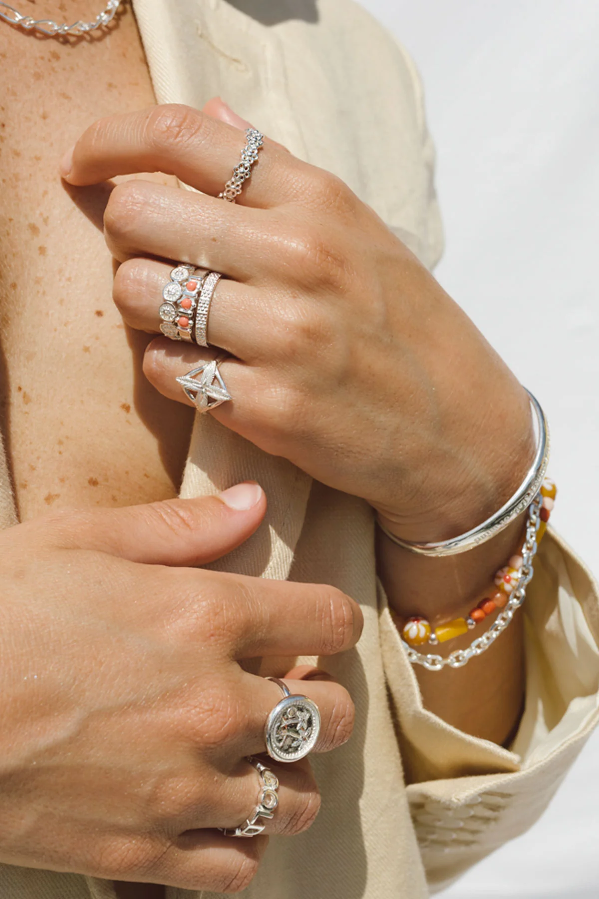 Vintage peach ring silver - Image 4